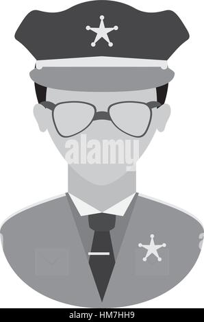 Agent de police gris droit, vector illustration Illustration de Vecteur