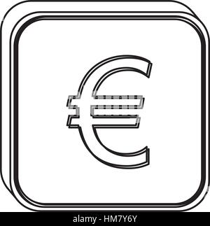 Contour carré monochrome avec le symbole monétaire de l'euro vector illustration Illustration de Vecteur