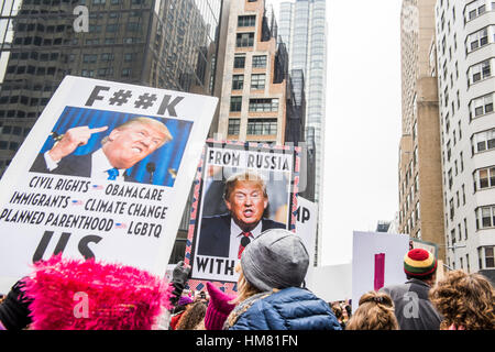 New York, NY, USA - Le 21 janvier 2017 : Marche des femmes 2017 Banque D'Images