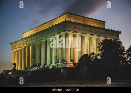 Lincoln Memorial Protections Extérieures au crépuscule, Washington, DC, USA Banque D'Images