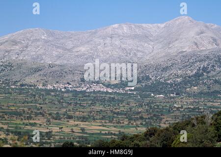 Paysage agricole du district, Lassithi, Crète, Grèce. Banque D'Images