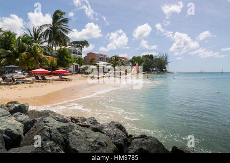 Plage, Holetown, Saint-james, Barbade, Antilles, Caraïbes, Amérique Centrale Banque D'Images