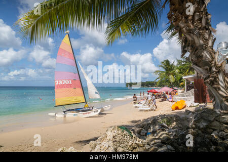 Plage, Holetown, Saint-james, Barbade, Antilles, Caraïbes, Amérique Centrale Banque D'Images