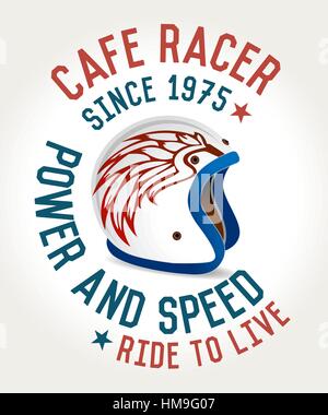 Cafe Racer helmet affiche, ride et fun Illustration de Vecteur