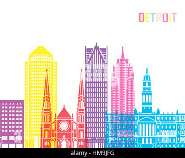 Toits de Detroit en fichier vectoriel éditable pop Banque D'Images