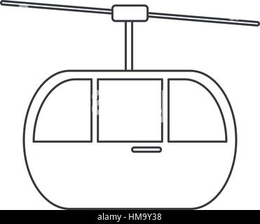 Sky Cable mountain transport de voiture ligne mince Illustration de Vecteur