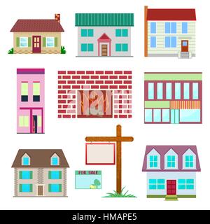 Chambre set , l'icône colorée accueil collection. Architecture résidentielle privée, chambre étant à la vente ou à la location. Illustration de Vecteur