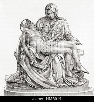 La Pietà de Michel-Ange dans la Basilique Saint Pierre, Rome, Italie. De Meyers lexique, publié en 1928. Banque D'Images