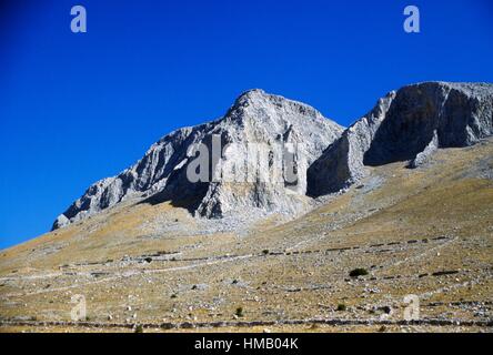 Le mont Profitis Ilias, chaîne d'Sangias, Mani peninsula, Péloponnèse, Grèce. Banque D'Images