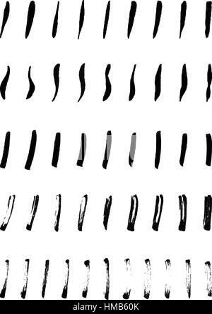 Ensemble de peinture noire, les coups de pinceau d'encre. Illustration de Vecteur