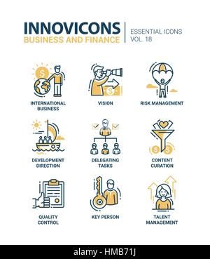 Affaires, finances conception moderne fine ligne d'icônes et pictogrammes Illustration de Vecteur