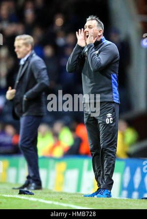 Les Blackburn Rovers manager Owen Coyle (droite) et Leeds United Garry Monk (à gauche) au cours de la Sky Bet Championship match à Ewood Park, Blackburn. Banque D'Images