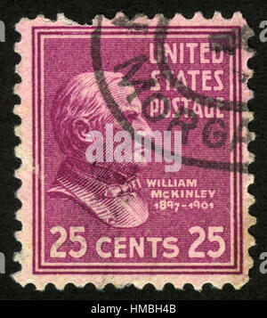 US,vers 1938, timbre-poste, William McKinley, 1843-1901, homme politique et le 25e président des États-Unis d'Amérique (1897-1901) Banque D'Images