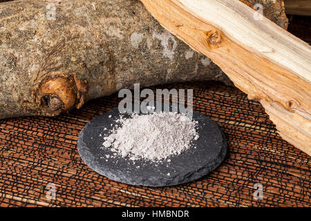 Vibhuti (Bhasma) est utilisé pour désigner le frêne sacré qui est faite de bois séché Āgamic ont brûlé dans les rituels. Banque D'Images