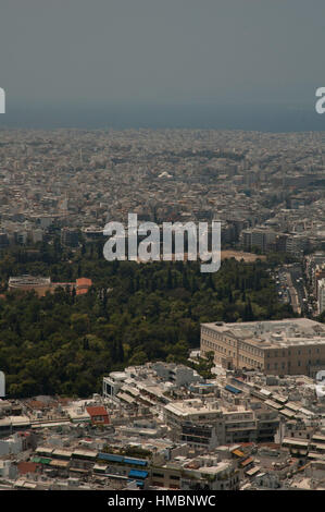 Vue d'Athènes comme vu du Mont Lycabette, Grèce, Europe Banque D'Images
