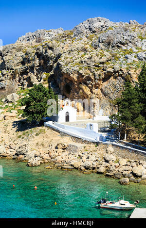 Église d'Agios Pavlos, St pauls bay, Lindos, Rhodes, Grèce Banque D'Images