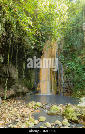 Saint Lucia à cascade volcanique Diamond Botanical Gardens Banque D'Images