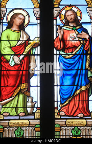 Sainte-Madeleine et Jésus-Christ. Coeur Sacré. Eglise Sainte-Marie Madeleine. Praz-sur-Arly. La France. Banque D'Images