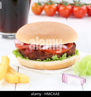 Menu burger hamburger combo repas boisson coca fast food Banque D'Images