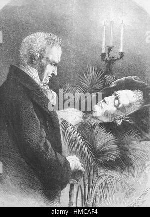 Friedrich Wilhelm Heinrich Alexander von Humboldt, sa dernière visite chez son ami Rauch, photo ou illustration, publié en 1892, l'amélioration numérique Banque D'Images