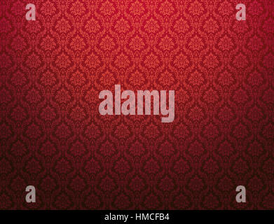 Papier peint damassé rouge à motifs floraux Banque D'Images