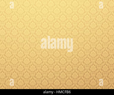 Papier peint damassé or à motifs floraux Banque D'Images