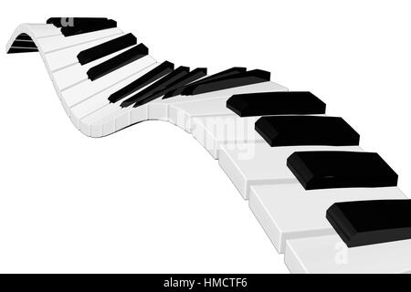 illustration de style dessin animé avec touches de piano musicales ondulées sur fond blanc Banque D'Images