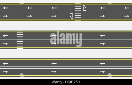 Une route asphaltée et l'autoroute types en vue de dessus. Vector illustration Illustration de Vecteur