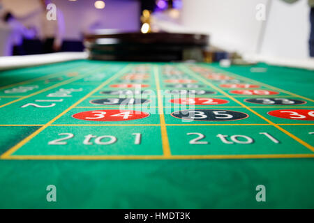 Roulette casino table vert pas de token Banque D'Images