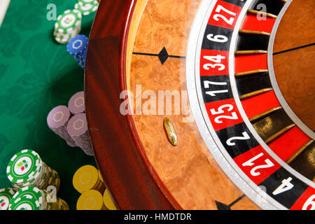 La roue de roulette de casino aucun jeton Banque D'Images