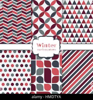 Les modèles sans couture hiver set Illustration de Vecteur