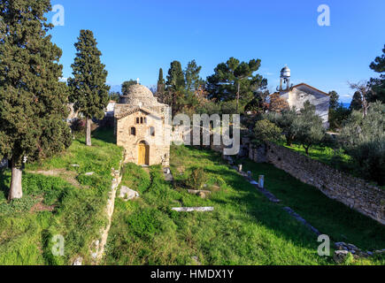 Monastère d'Agios Ioannis à l'intérieur de la forteresse de Koroni, Péloponnèse Banque D'Images