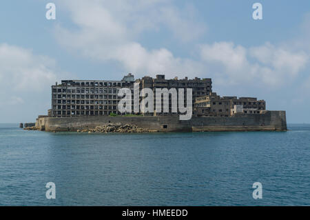 L'île de Gunkanjima (Hashima) à Nagasaki, Japon. Banque D'Images