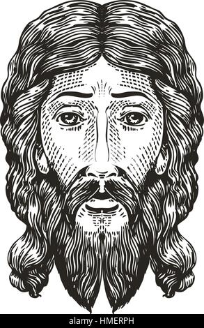 Croquis de Dieu. Jésus Christ tirées dans leur gravure. Vintage vector illustration Illustration de Vecteur