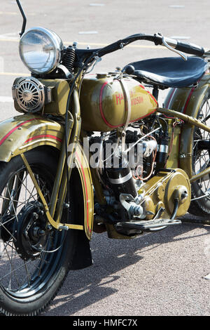 Vintage 1930 Modèle Harley Davidson moto à la VMCC D Exécuter Banbury. Banbury, Oxfordshire, Angleterre Banque D'Images