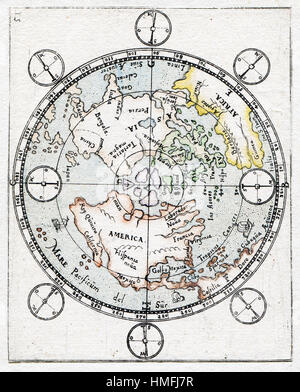 Mobilier ancien plan de pôle nord et cercle arctique Banque D'Images