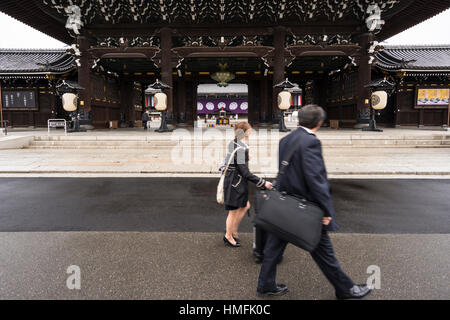 Le Temple Higashi Honganji (Shin le bouddhisme) , près de la gare de Kyoto, Japon Banque D'Images