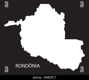 Carte Brésil Rondonia silhouette inversé noir Illustration de Vecteur