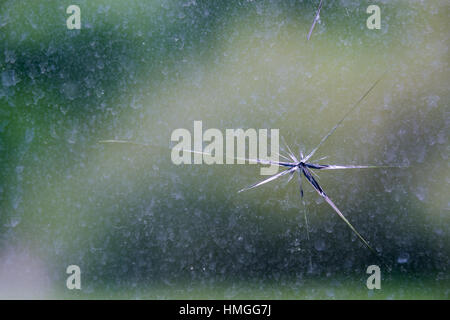 La fenêtre en verre avec une fissure - texture Banque D'Images