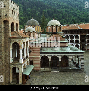 Le monastère de Saint Ivan de Rila, mieux connu comme le Monastère de Rila est le plus grand et le plus célèbre monastère orthodoxe en Bulgarie. Banque D'Images