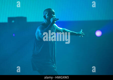 Londres, Royaume-Uni. 09Th Feb 2017. Londres, Angleterre. Drake, effectue le boy meets world tour à l'O2 Arena, l'Angleterre. Crédit : Jason Richardson/Alamy Live News Banque D'Images