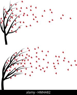 La chute des arbres à coeurs Illustration de Vecteur