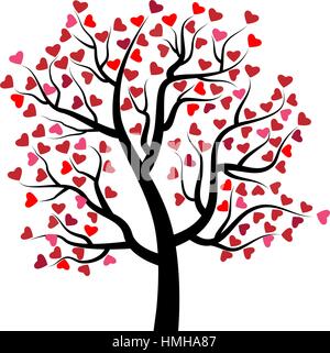 Valentine arbre avec coeur Illustration de Vecteur