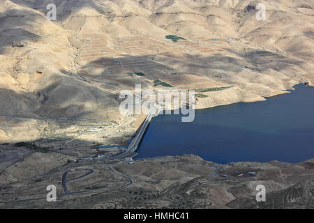 Mujib Dam, paysage sur la vieille rue Koenig, Wadi Mujib, Wadi, Mugib Arnontal, Wadi Mujib, Jordanie Banque D'Images