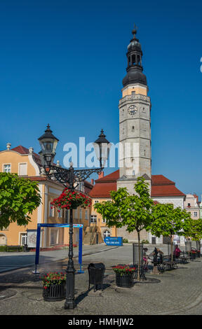 Hôtel de Ville (Ratusz) à Rynek (Place du marché) à Boleslawiec, Basse Silésie, Pologne Banque D'Images