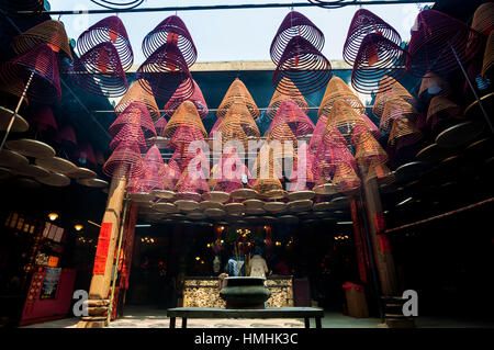 Tin Hau Temple intérieur, Temple Street, Yau Ma Tei, Hong Kong Banque D'Images