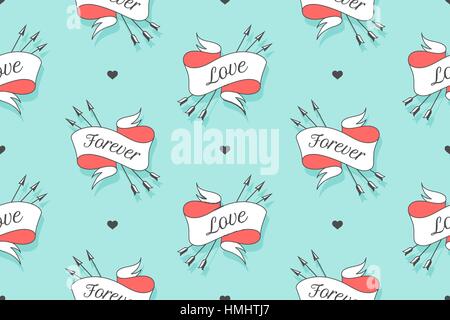 Modèle transparent avec des coeurs et des flèches sur un fond turquoise Illustration de Vecteur