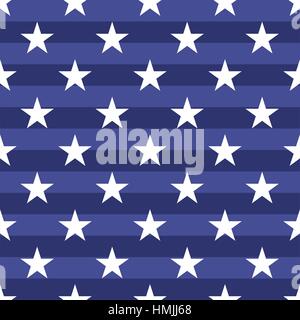 Motif patriotique USA seamless. Les symboles et les couleurs du drapeau américain. Arrière-plan de 4 juillet USA Date de l'indépendance. Étoiles blanches sur fond bleu à rayures. Illustration de Vecteur
