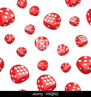 Une structure de jeu red dices in motion placées aléatoirement sur fond blanc. Adobe Illustrator eps8. Illustration de Vecteur