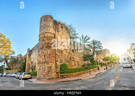 Reste préservé de forteresse Alcazaba à Marbella, Andalousie, Espagne Banque D'Images